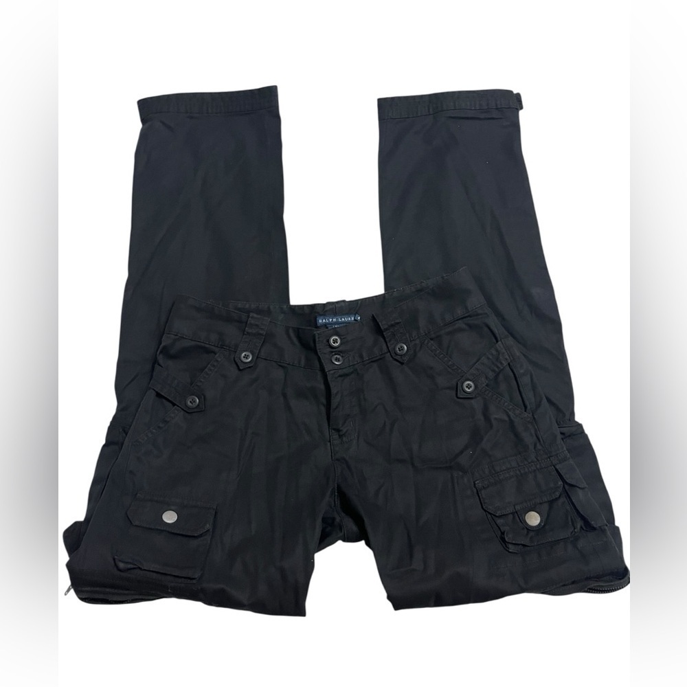 Vintage Ralph Lauren Black Low Rise Cargo Pants Sz 4